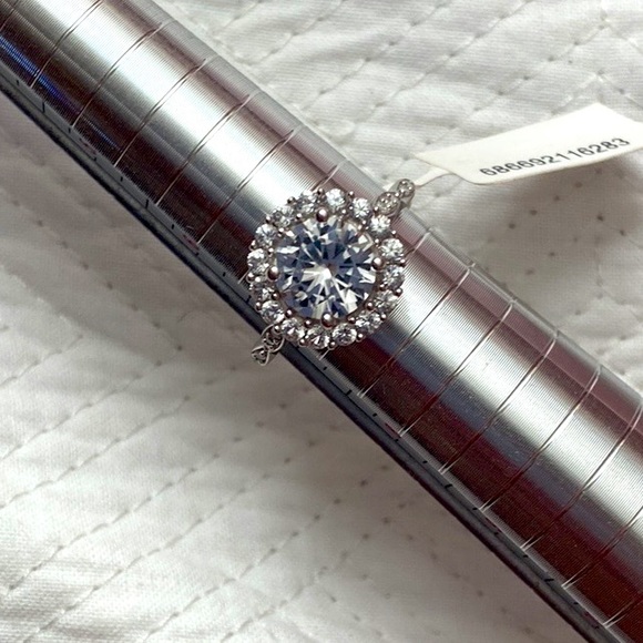 3.2 Ct. t.w. Created White Sapphire and Diamond accent Halo Ring - Picture 9 of 9